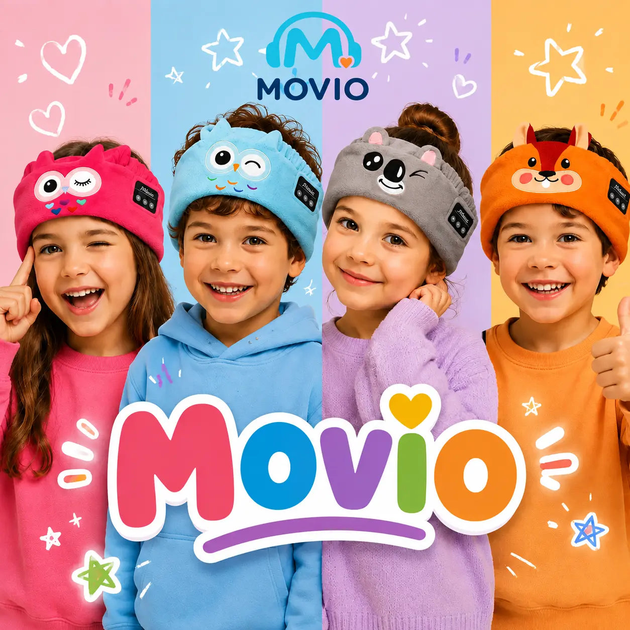 Movio® Cuffie per Dormire Bambini – Wireless, Morbide e Confortevoli